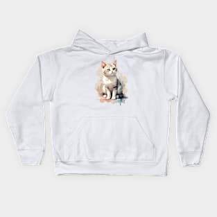 Cute Cat Water color Kids Hoodie